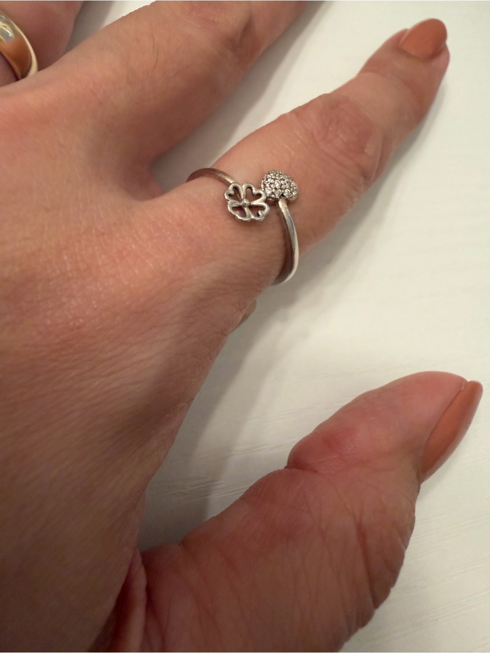 US Ring Size 9 – Genuine 925 Sterling Silver Clover & Heart Ring